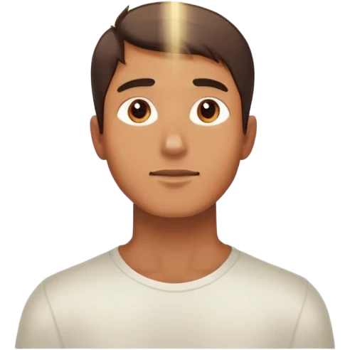 a man looking a Beam of light comming from above emoji