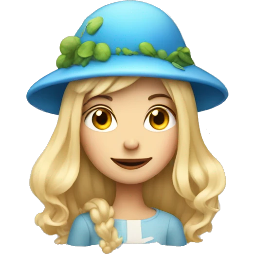 blonde girl with mushroom hat emoji