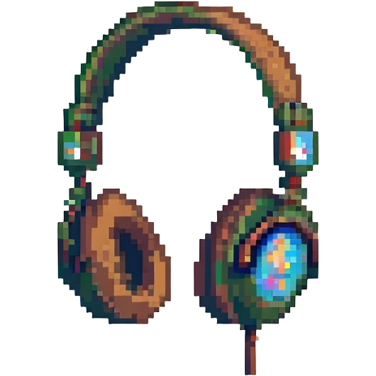 retro 8-bit look pixel art style over-ear headphones emoji