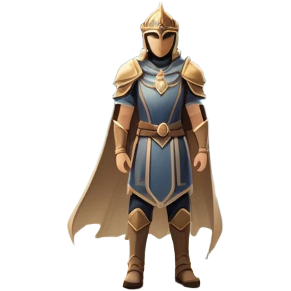 An icon featuring a hero with a closed visor, standing in a majestic, mystical landscape, inspired by RPGs like Elden Ring. The design includes a stunning, ethereal background with towering castles and distant mountains, symbolizing the adventure and mystery. Transparent background emoji