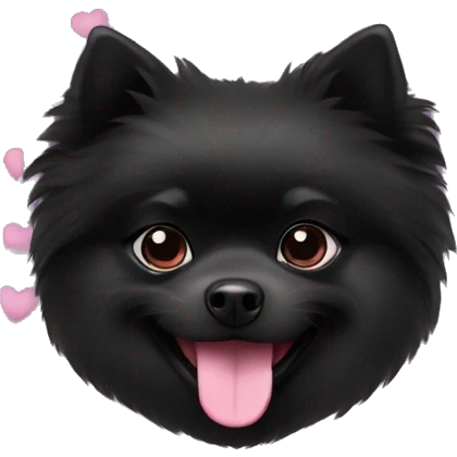 cute black pomeranian with pink hearts around it emoji
