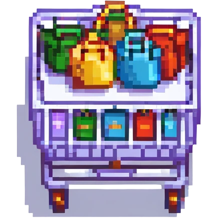 shopping cart with bags in it, pixel art style emoji