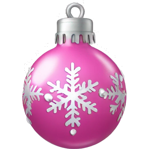 Pink Christmas bulb with silver snowflakes  emoji