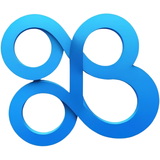 The image is a stylized logo composed of interconnected blue circles forming a letter "B" on a black background.
 emoji