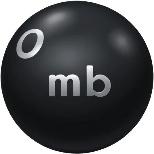 Black ball (MB) written on it. emoji