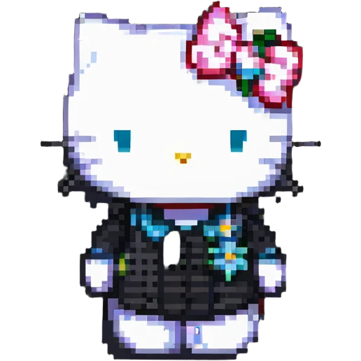 Hello Kitty in the style of pixel art emoji