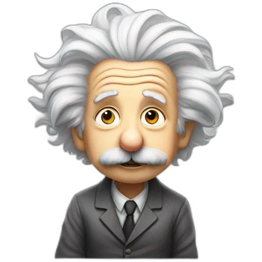 albert einstein sitting on an invisible edge emoji