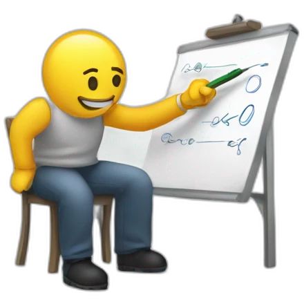Man writing on a marker board emoji