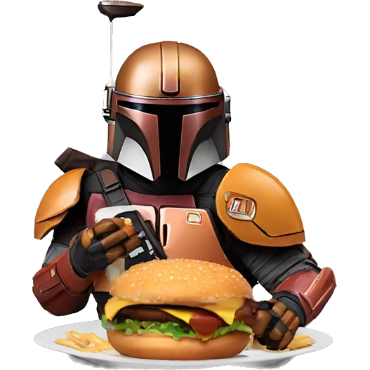 mandolorian eating a burger emoji