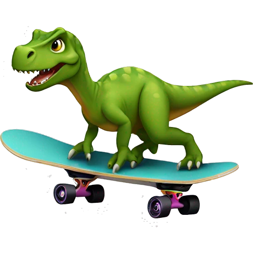 Dinosaur on skateboard emoji