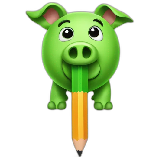 green piggy holding a pencil emoji