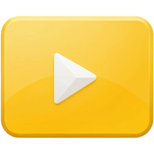 single yellow rectangular play button (video symbol), centered white play icon inside, flat vector style, clean minimal design, isolated on white background, no text, no watermark --ar 16:9 --v 6
 emoji