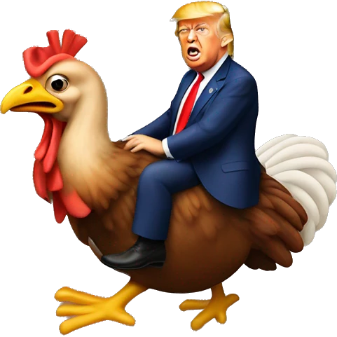 Donald trump riding a turkey emoji