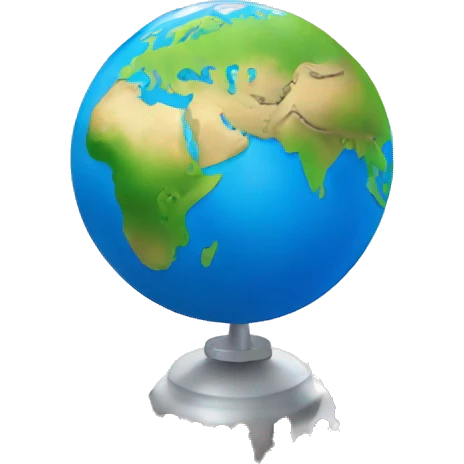 A globe with people from all around the globe popping out emoji