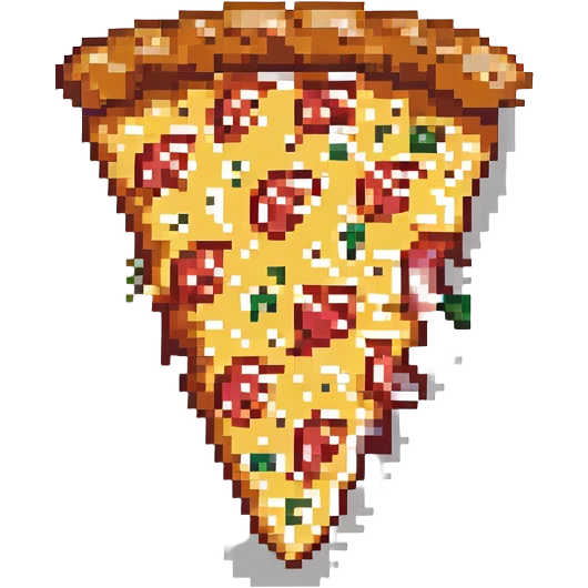 pixel art style slice of pizza, with cheese and pepperoni, classic 8-bit style emoji