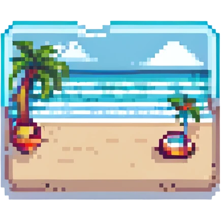 a beach scene with waves and sand emoji
