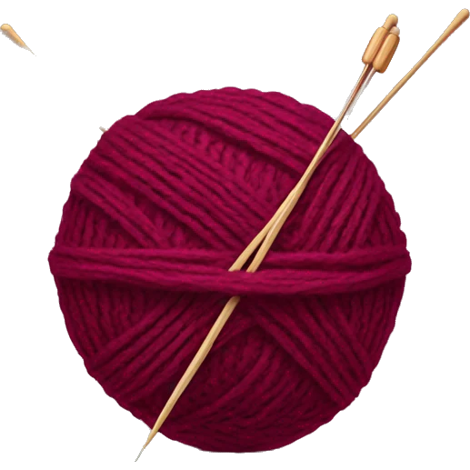 burgundy ball of thread with knitting needles emoji