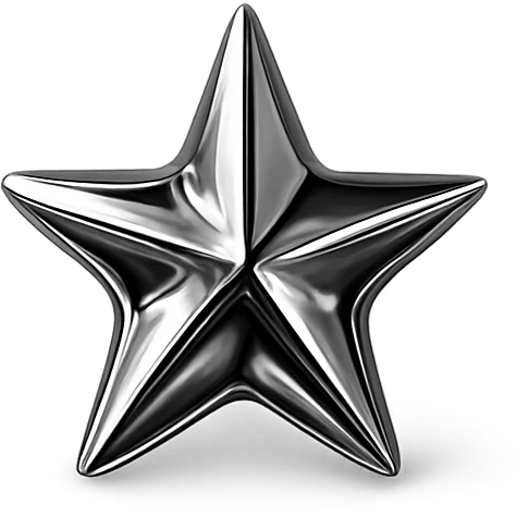 tiny star with a chrome finish, glamorous and stylish emoji
