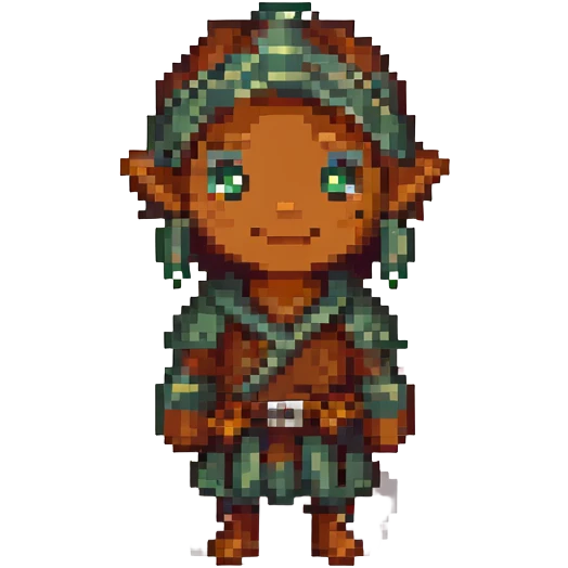 brownish-green firbolg character, pixel art, emoji size emoji