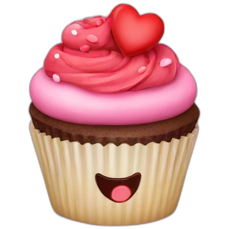 Valentine’s Day cupcake with a happy face emoji