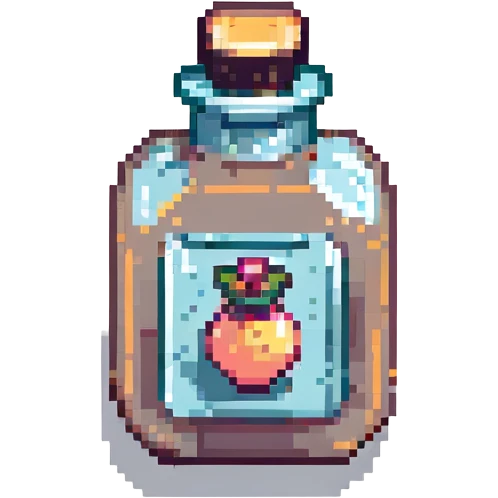 perfume bottle, pixel art style, small and detailed, retro video game look emoji
