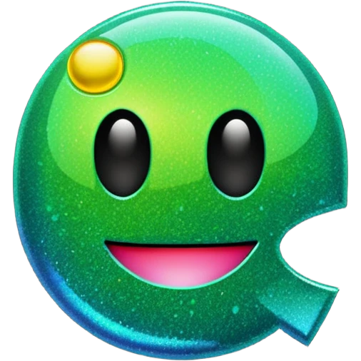 Glitter Green Pacman emoji