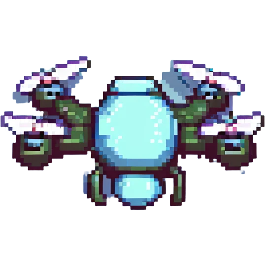 simple drone, pixel art style, blocky and retro emoji