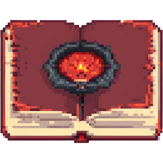 red cursed book with dark aura emoji