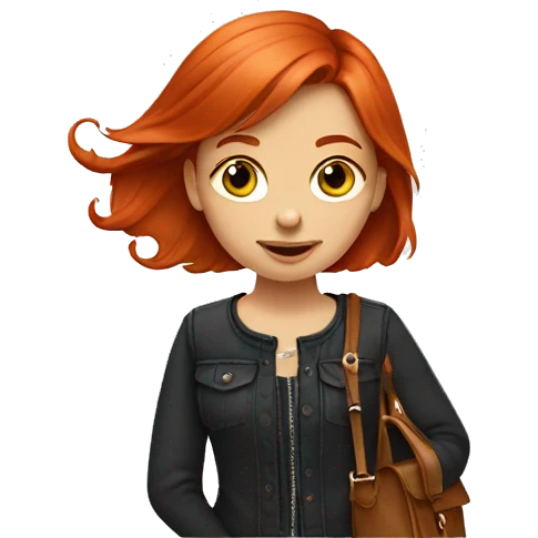red head girl wearing cross body purse emoji