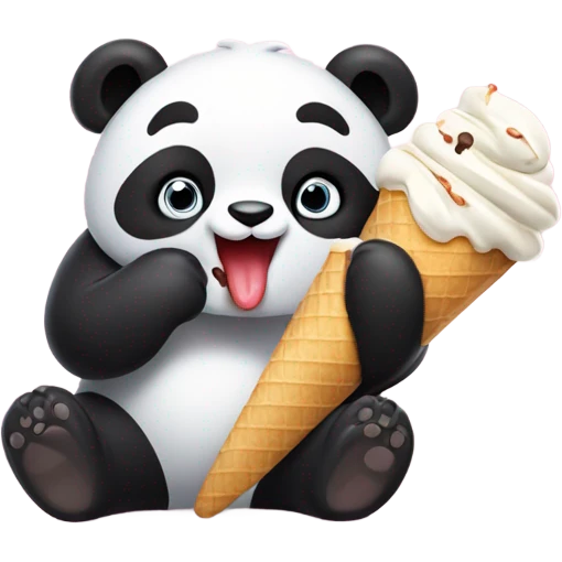 Panda eating ice cream emoji