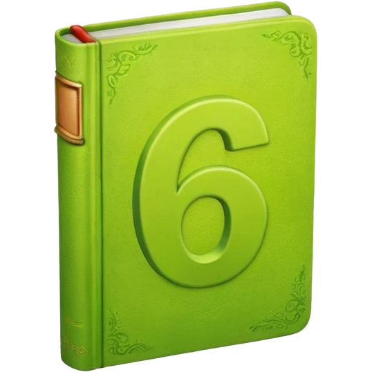Lime green book with a number "6" in the cover emoji