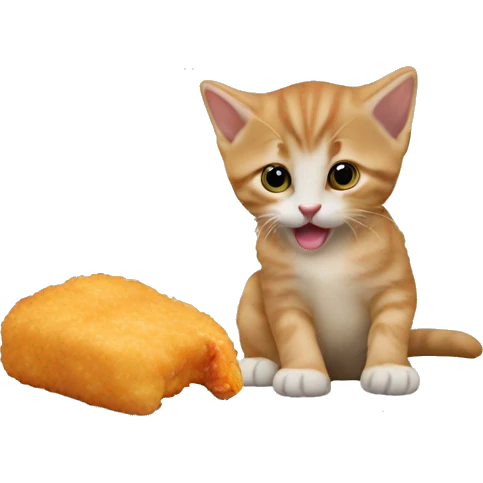 kitten eating a chicken nugget emoji