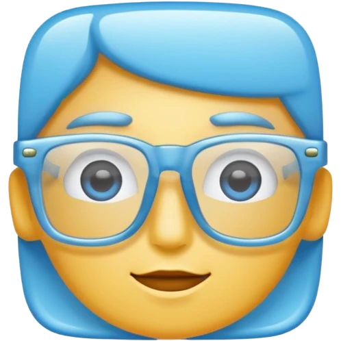 sky-blue square spectacle, slightly thick frame, glossy surface,Only glasses. emoji