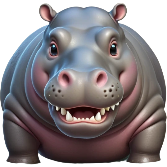 cinematic-hippo-realistic-full-body-standing-emoji,-massive-round-frame-partially-submerged-in-muddy-water,-wide-mouthed-grin-exposing-huge-teeth,-head-tilted-dramatically,-thick-greyish-brown-hide-glossy-from-water,-simplified-yet-realistic-focused-features,-highly-detailed,-glowing-with-an-almost-sarcastic-glow emoji