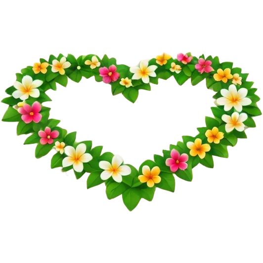 A heart as a island with green and flowers on it emoji