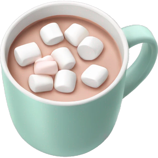 Light Pink mug of hot chocolate with marshmallows  emoji