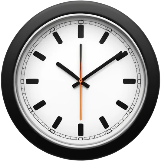 necesito un reloj, ilustrado minimalista, a blancoy negro, con linea delgada , como un icono, que marque las 10 am, sin logo de marca, un reloj de pared emoji