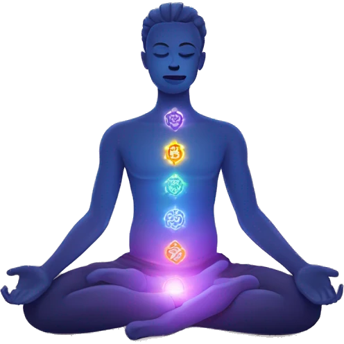 Meditating with all the chakras aligned and glowing  emoji
