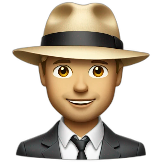 small businessman, wearing a Panama hat, Brad Pitt emoji