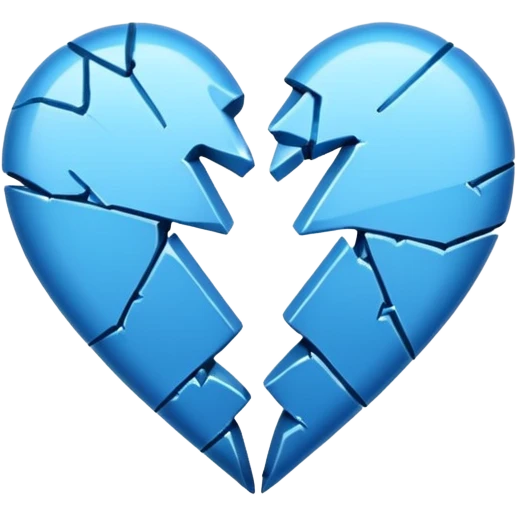 Emoji de corazón azul roto ala mitad  emoji
