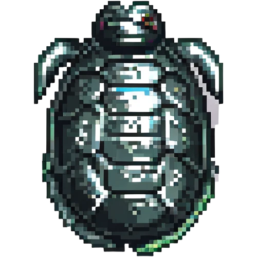 A black turtle mask with scratches, pixel art style, side view emoji