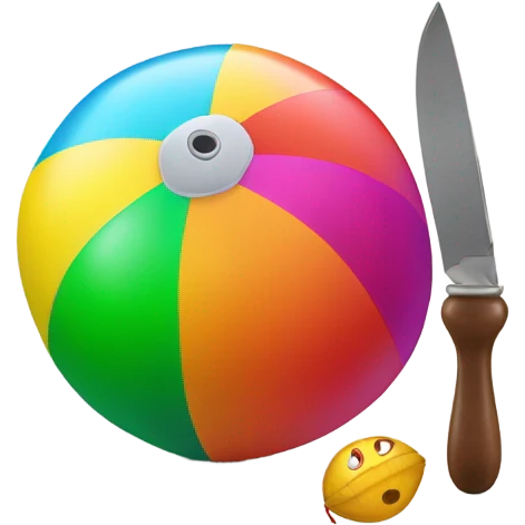 A deflating beach ball with a knife stuck to it  emoji