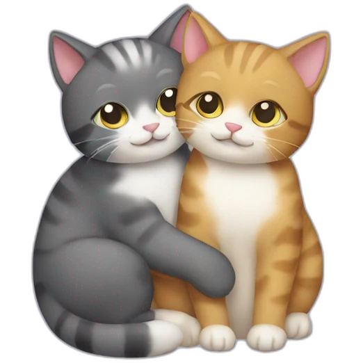 two cats hugging eachother emoji
