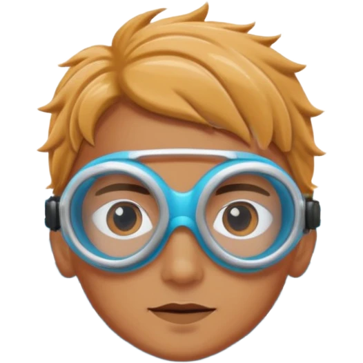 character wearing swimming goggles swimming underwater, cool colors, transparent background emoji