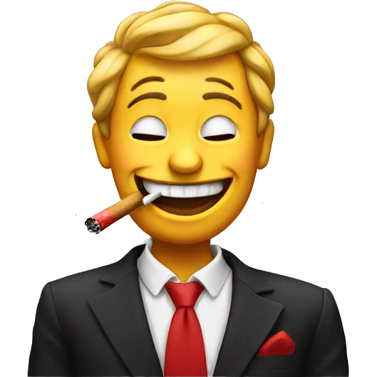 Red laughing emoji smoking cigarette  emoji