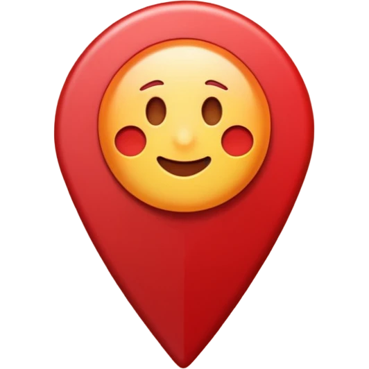 Emoji of a location pin, iPhone emoji style. Flat design, smooth gradients, rounded edges, soft shadows, clean look, white background emoji