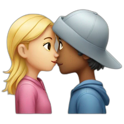 Girl and boy kissing emoji