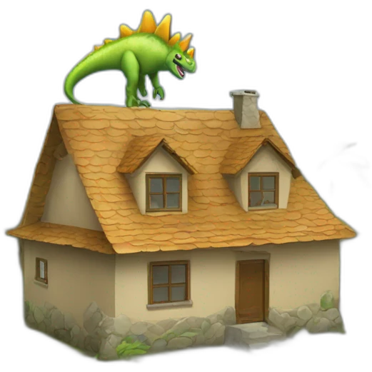 Maison sur un dinosaure emoji