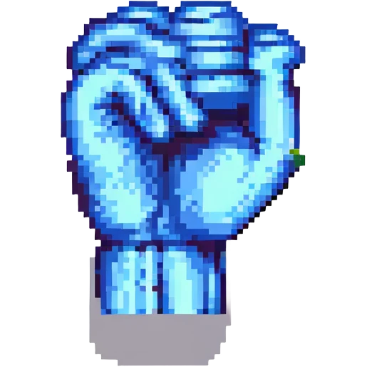 strong arm with visible veins, flexed to display power, classic 8-bit look, pixel art style emoji