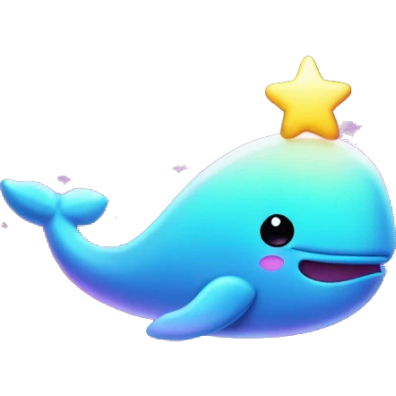 Two Kawaii neon star glitter whale emoji    emoji